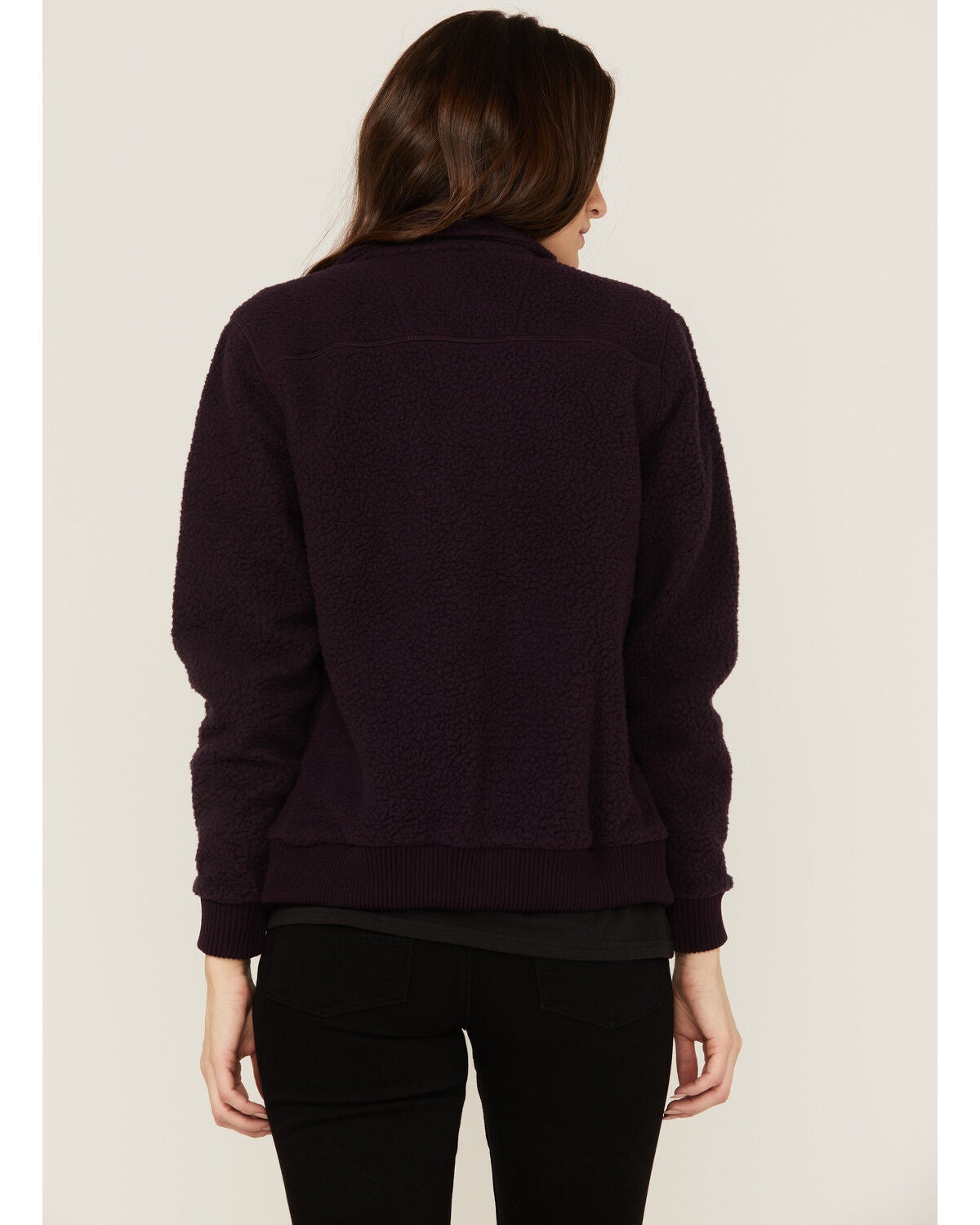 Image #4 - Carhartt Women's Solid Purple Relaxed Fit Zip-Front Sherpa Fleece Work Jacket, Plum, hi-res