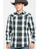 Stetson Men's Gray Large Plaid Long Sleeve Western Shirt , Grey, hi-res