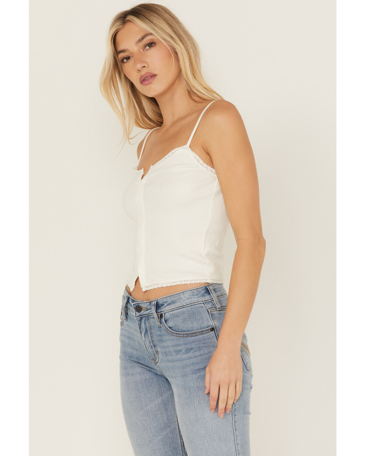 Image #3 - Idyllwind Women's Lace Trim Cami, Ivory, hi-res