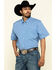 Cody James Core Men's Lone Star Geo Print Short Sleeve Western Shirt , Royal Blue, hi-res