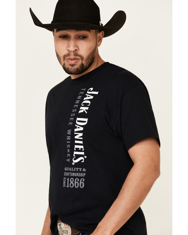 Jack Daniel's Men's Black Vertical Logo Graphic Short Sleeve T-Shirt , Black, hi-res