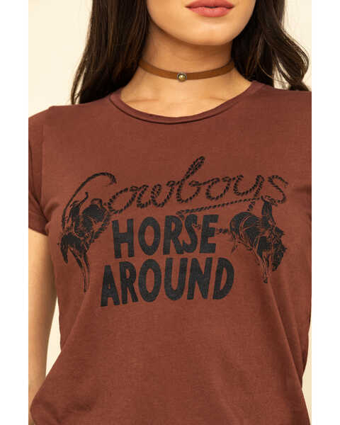 Image #4 - Bandit Brand Women's Cowboys Horse Around Graphic Short Sleeve Tee, Rust Copper, hi-res