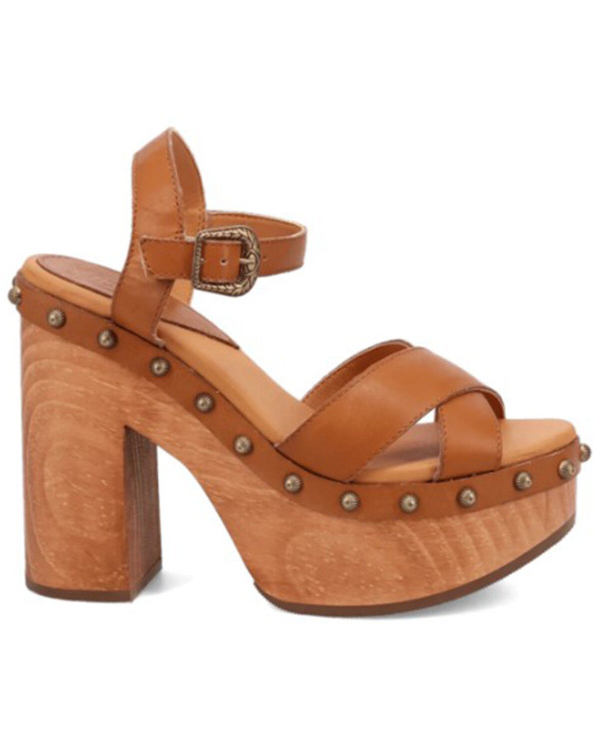 Image #2 - DIngo Women's Lotus Wooden Sandals, Tan, hi-res