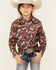 Image #1 - Cowgirl Hardware Girls' Floral Horse Print Long Sleeve Snap Western Shirt, , hi-res