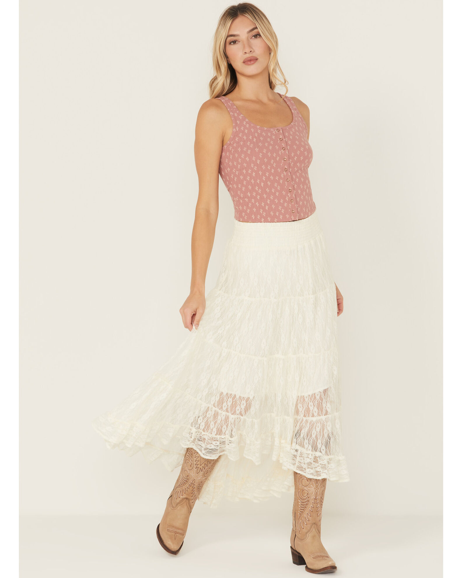 Product Name: Wild Moss Women's Lace High-Low Skirt