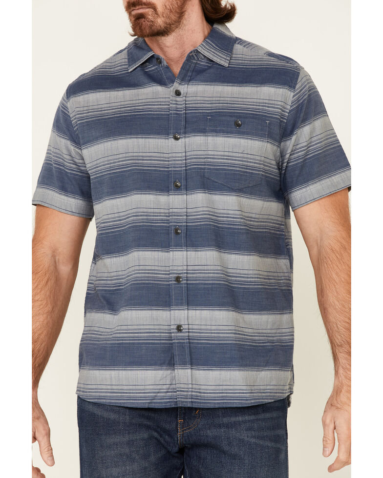 North River Men's Indigo Hombre Stripe Short Sleeve Button-Down Western Shirt , Indigo, hi-res