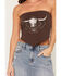 Image #3 - Cleo + Wolf Women's Steer Head Strapless Tie Top, Brown, hi-res