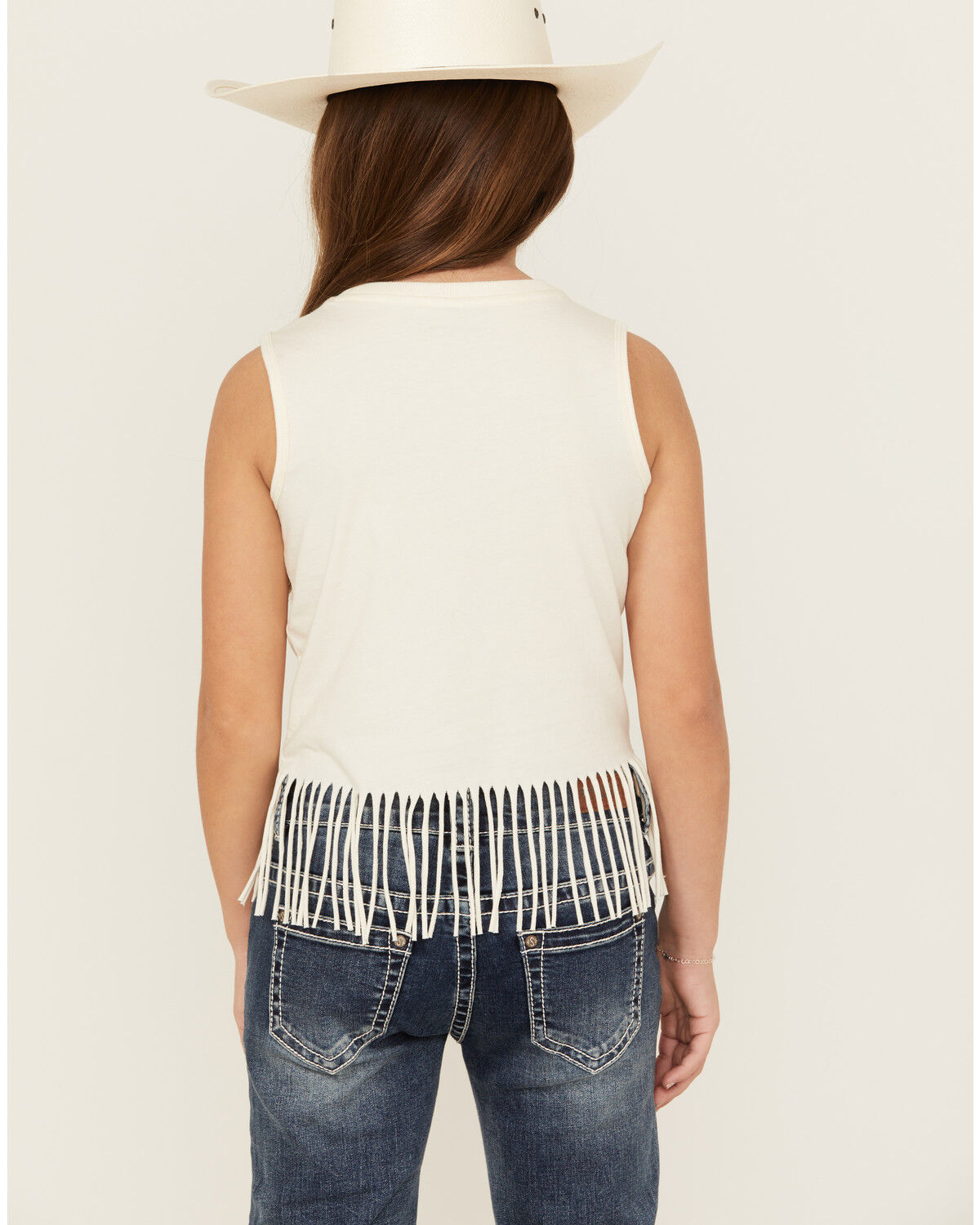 Image #4 - Shyanne Girls' Wild Like The West Fringe Graphic Tank Top, Cream, hi-res
