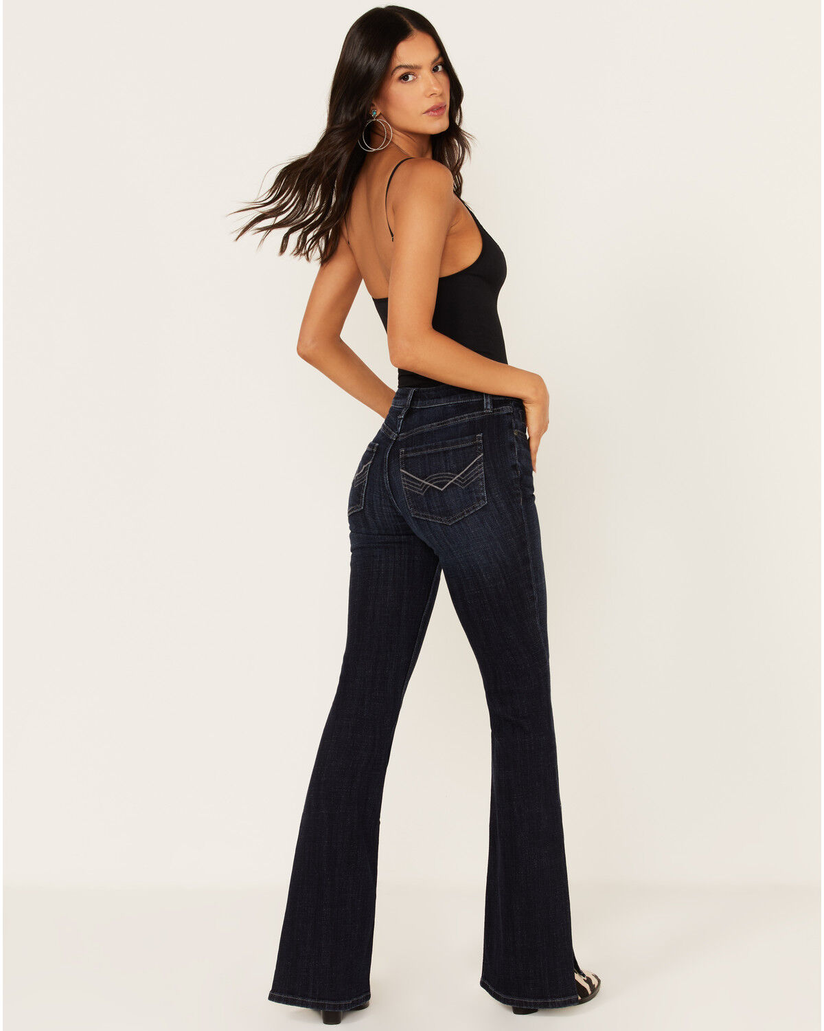 Image #3 - Idyllwind Women's Elliston Dark Wash Mid Rise Studded Slit Bootcut Jeans, Dark Wash, hi-res