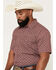 Image #2 - Gibson Trading Co Men's Gypsy Den Medallion Print Short Sleeve Snap Western Shirt - Tall, Burgundy, hi-res