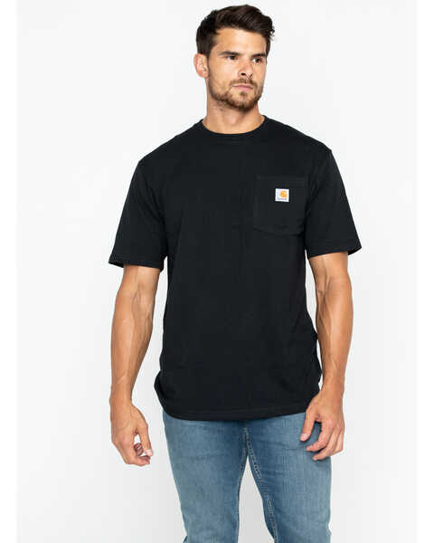 Image #1 - Carhartt Men's Loose Fit Heavyweight Logo Pocket Work T-Shirt, Black, hi-res
