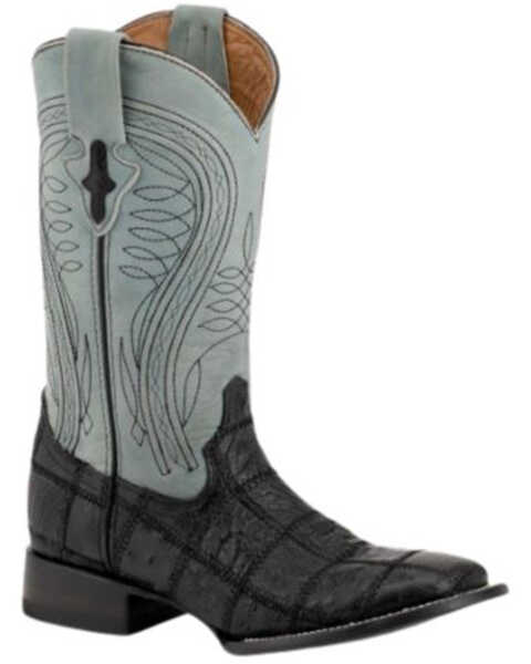 Image #1 - Ferrini Men's Ostrich Patchwork Exotic Western Boots - Broad Square Toe , Black, hi-res