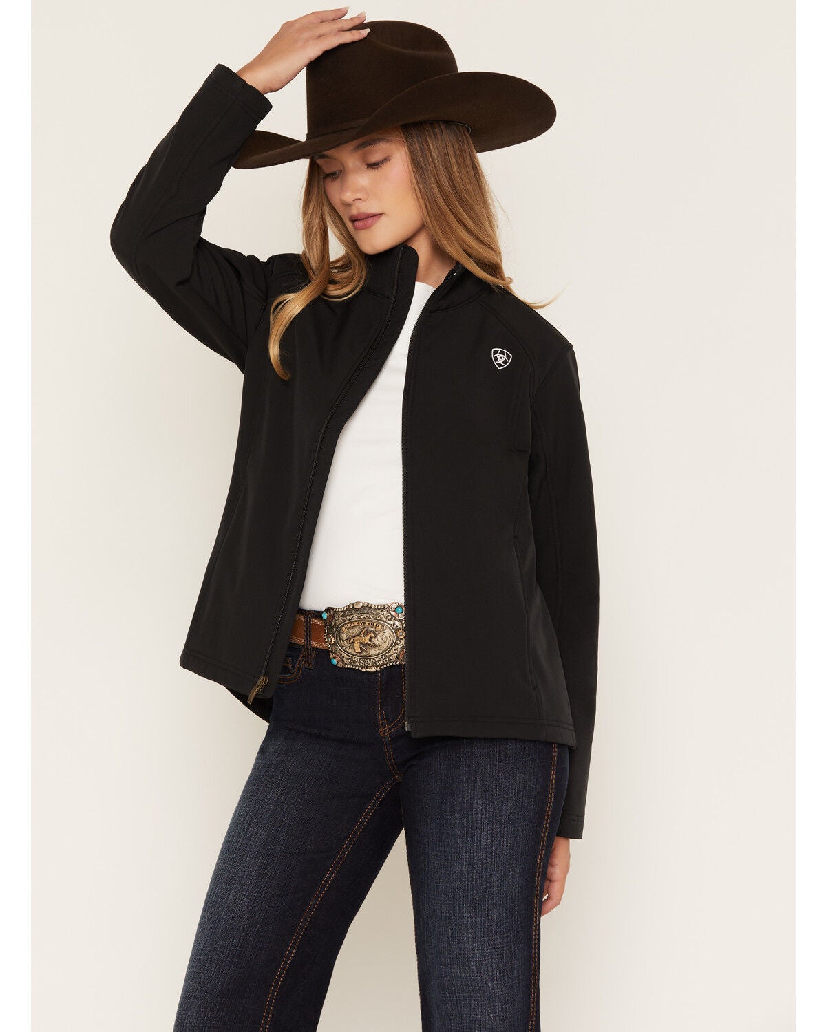 Ariat Women's Logo Concealed Carry Softshell Jacket, Black, hi-res