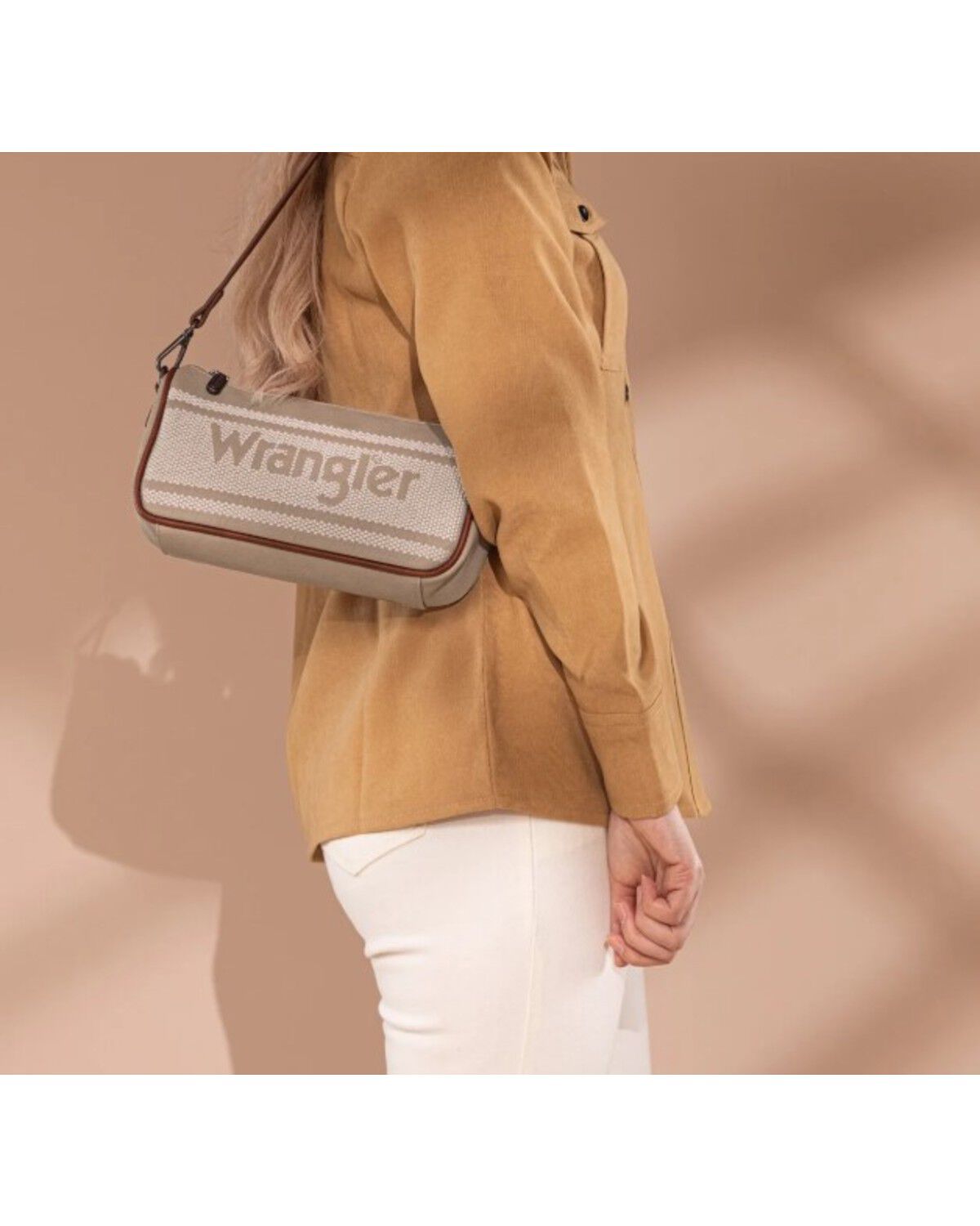 Image #4 - Wrangler Women's Logo Hobo Shoulder Bag, Beige, hi-res