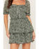 Image #3 - Trixxi Women's Floral Print Smocked Waist Tiered Mini Dress, Green, hi-res