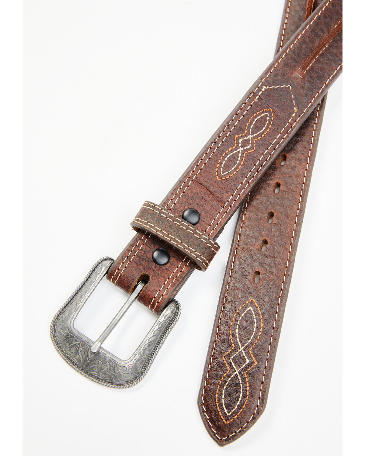 Image #2 - Cody James Men's Pebbled Leather Western Belt, Brown, hi-res