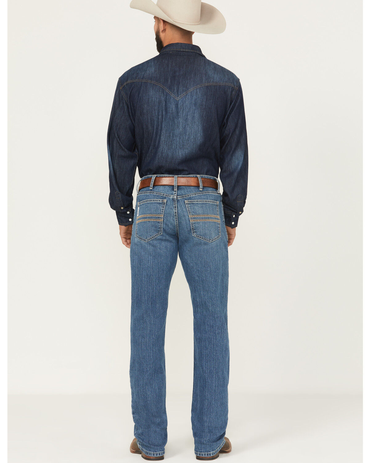 Image #3 - Cinch Men's White Label Medium Wash Relaxed Straight Performance Stretch Denim Jeans, Medium Wash, hi-res