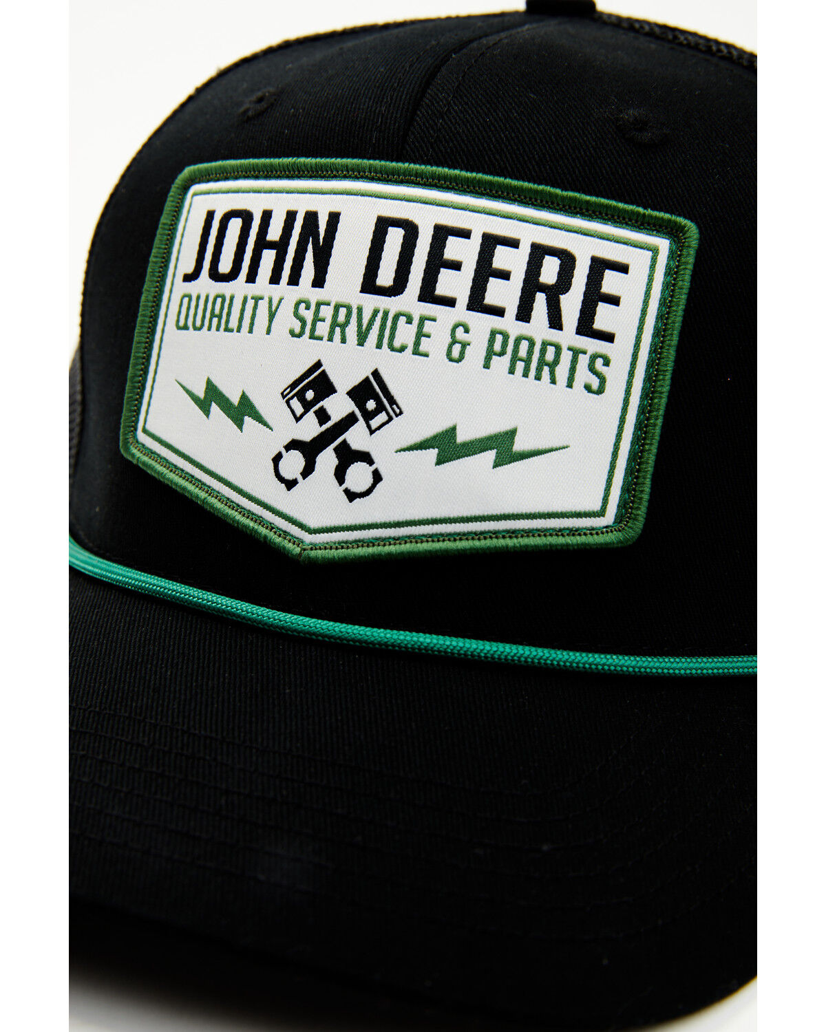 Image #2 - John Deere Men's Twill Mesh Back Trucker Cap, Black, hi-res