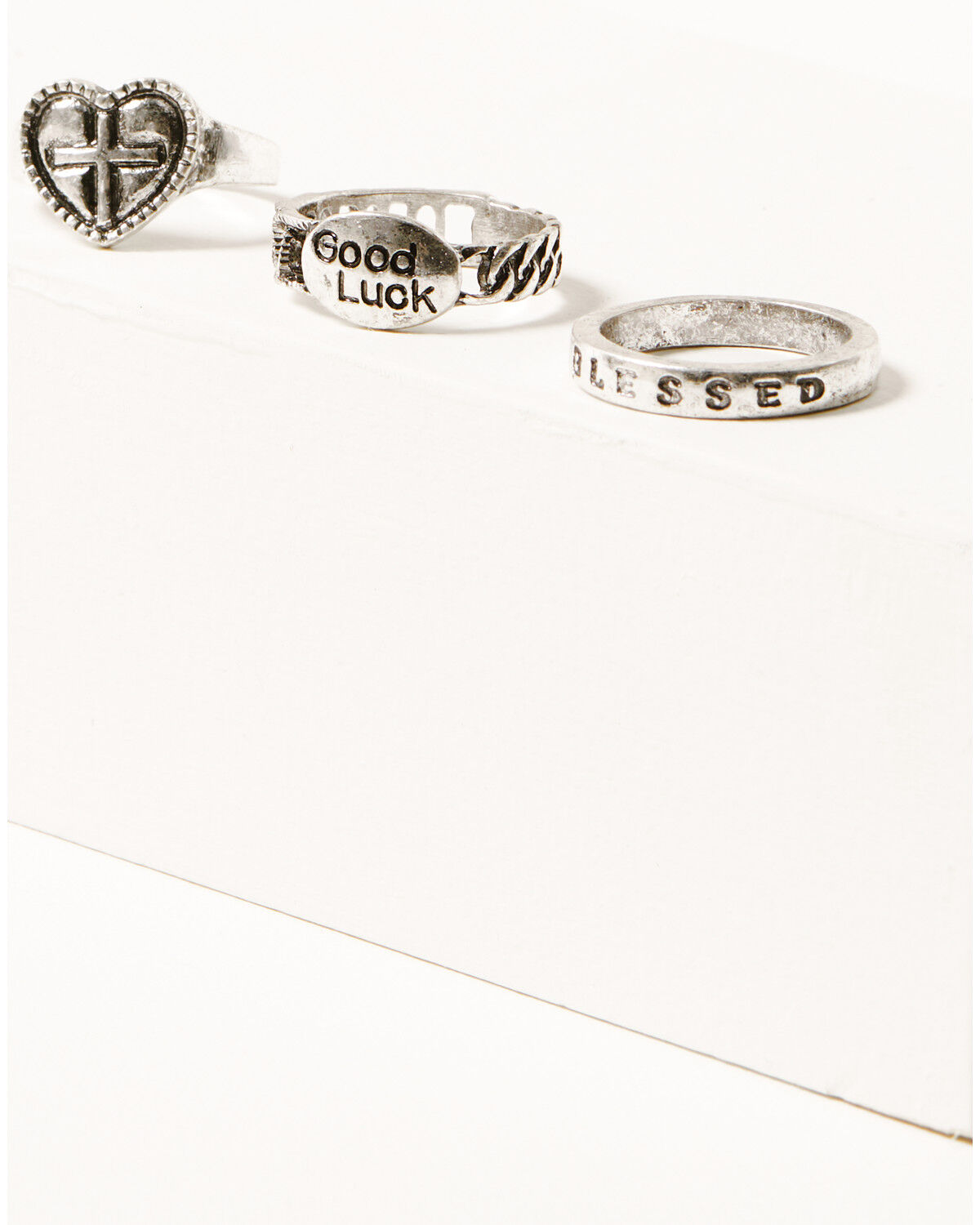 Image #1 - Shyanne Women's Heart Cross Ring Set, Silver, hi-res