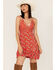Image #1 - Free People Women's Adella Floral Print Sleeveless Slip Dress, Red, hi-res