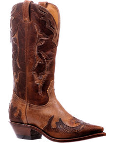 Boulet Women's Damiana Moka Wingtip Cowgirl Boots - Snip Toe, Brown, hi-res