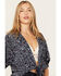 Image #2 - Ariat Women's Howdy Print Short Sleeve Tie Front Wrap, Navy, hi-res