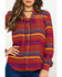 Rock & Roll Denim Women's Rust Serape Stripe Southwestern Embroidered Long Sleeve Western Shirt , Multi, hi-res