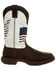 Image #2 - Durango Men's Flag Embroidery Western Performance Boots - Square Toe, Brown, hi-res