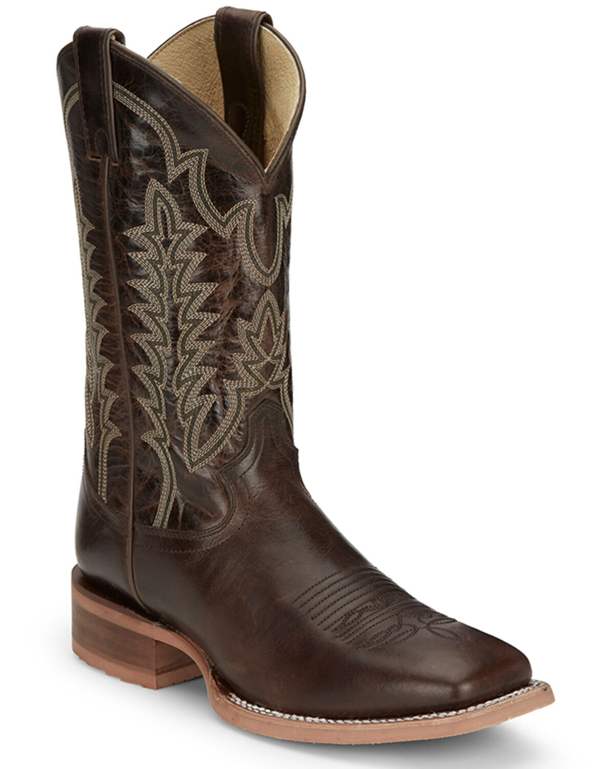 Image #1 - Justin Men's Lyle Umber Western Boots - Broad Square Toe, Dark Brown, hi-res