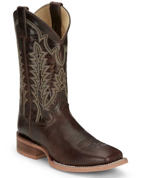 Justin Men's Lyle Umber Western Boots - Broad Square Toe , Dark Brown, hi-res