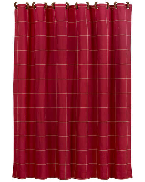 Image #1 - Red window pane shower curtain with button detail, 72"x72", Multi, hi-res