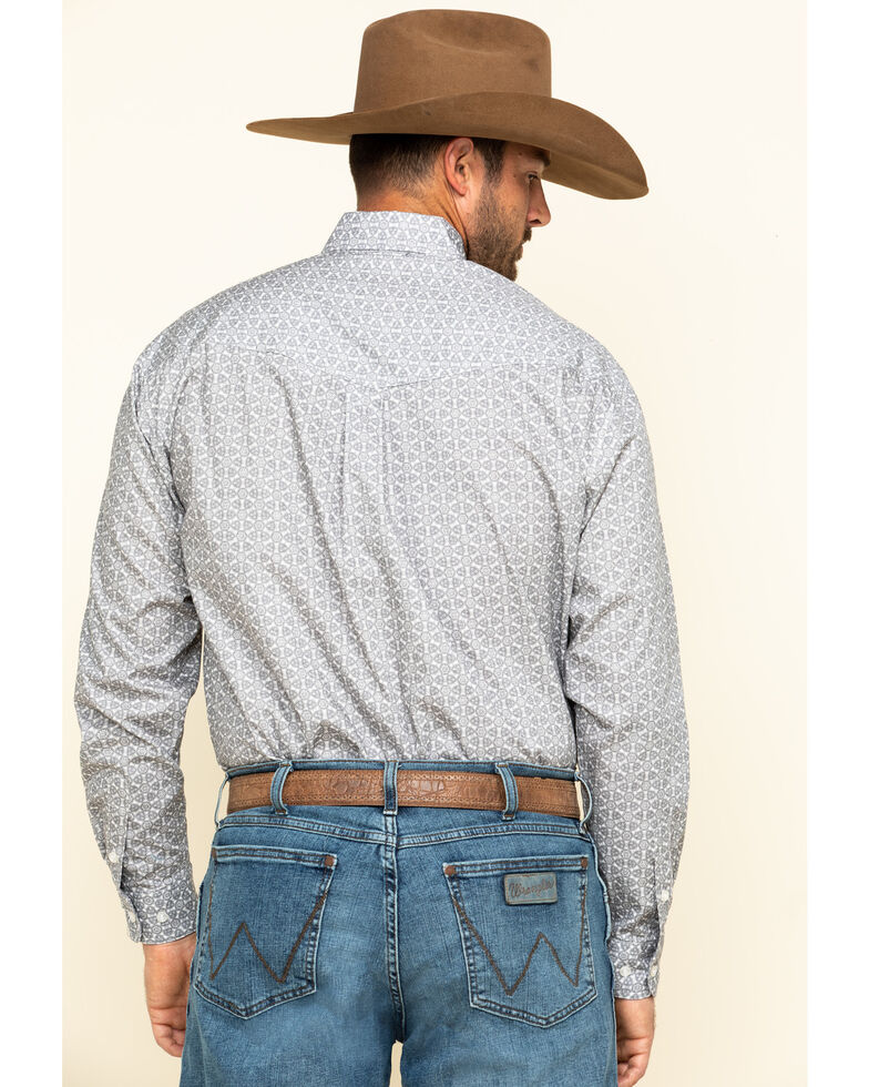 Roper Men's Amarillo Smoke Medallion Geo Print Long Sleeve Western Shirt , Grey, hi-res