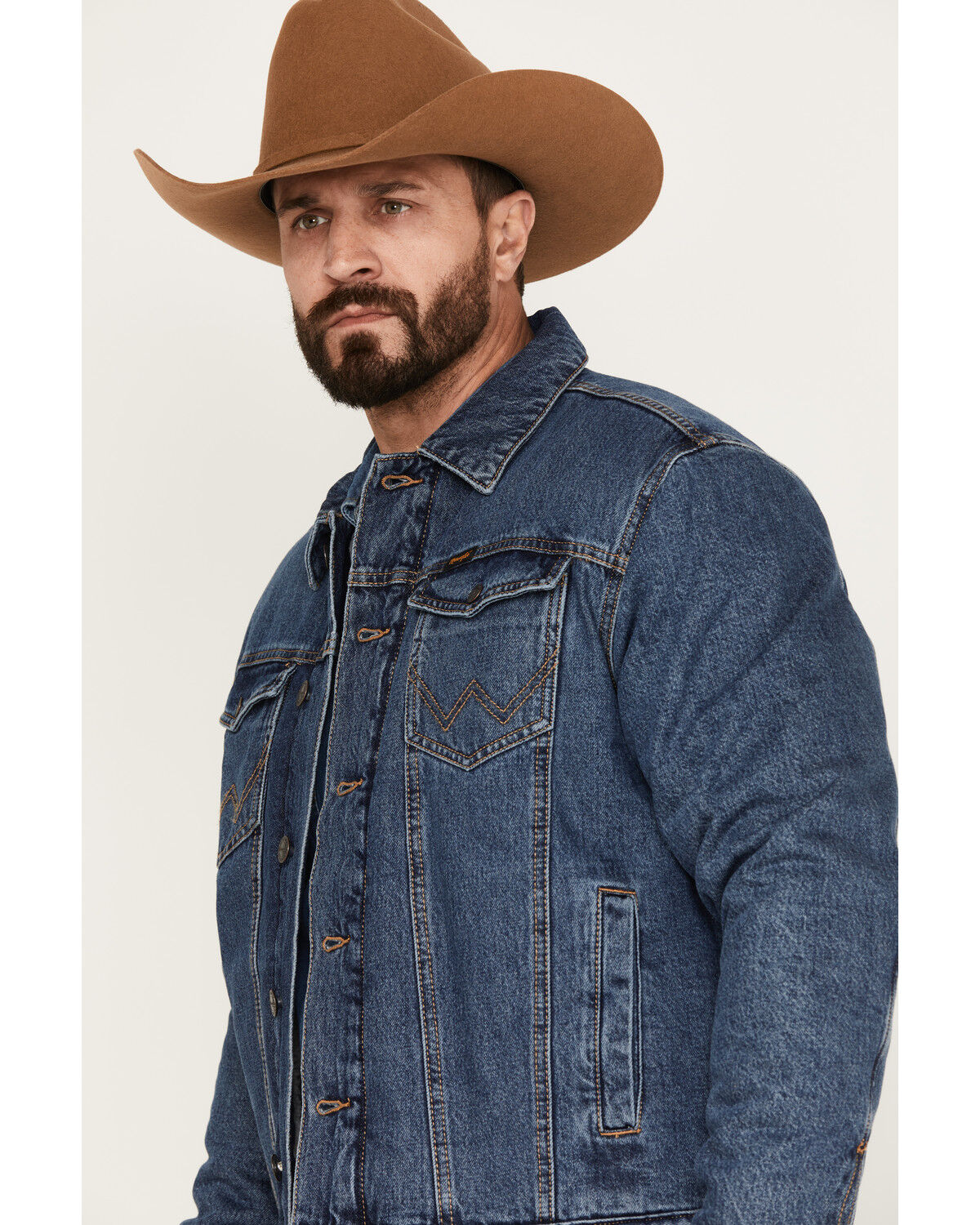 Image #2 - Wrangler Retro Men's Sherpa Lined Denim Jacket, Blue, hi-res