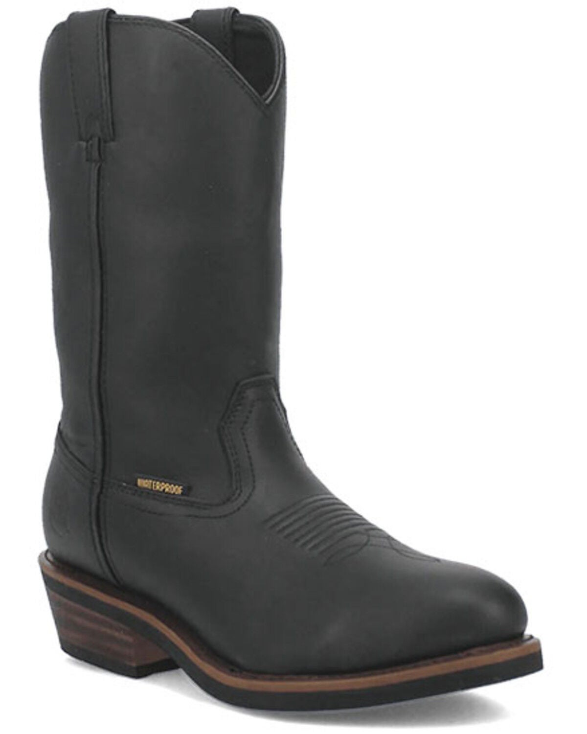 Dan Post Men's Albuquerque Waterproof Pull-On Work Boots - Soft Toe, Black, hi-res