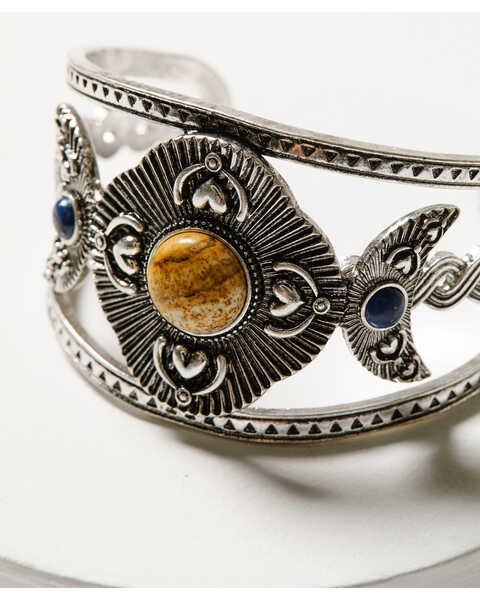 Shyanne Women's Monument Valley Silver Medallion Cuff Bracelet , Silver, hi-res