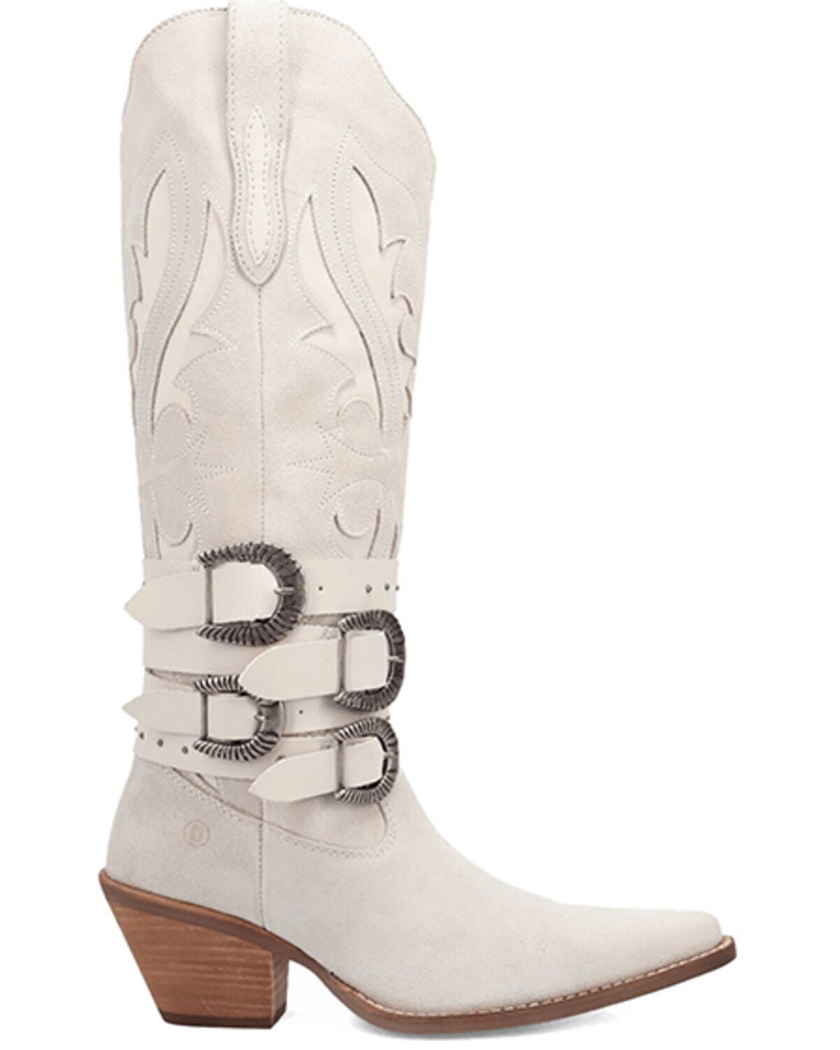 Image #2 - Dingo Women's Buck Wild Suede Tall Western Boots - Round Toe, White, hi-res