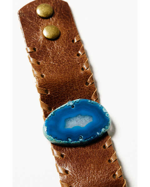 Image #2 - Shyanne Women's Monument Valley Blue Agate Leather Cuff Bracelet, Brown, hi-res