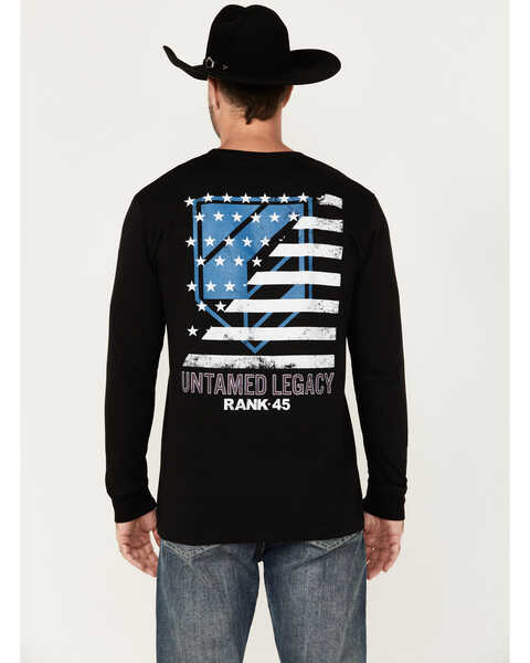 RANK 45® Men's Patriot Long Sleeve Graphic T-Shirt , Black, hi-res