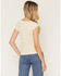 Image #4 - Shyanne Women's Solid Short Sleeve 1/4 Button-Down Shirt, Oatmeal, hi-res