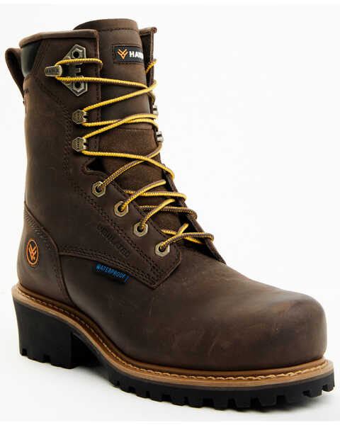 Hawx Men's Waterproof Insulated Logger Work Boots - Composite Toe, Brown, hi-res