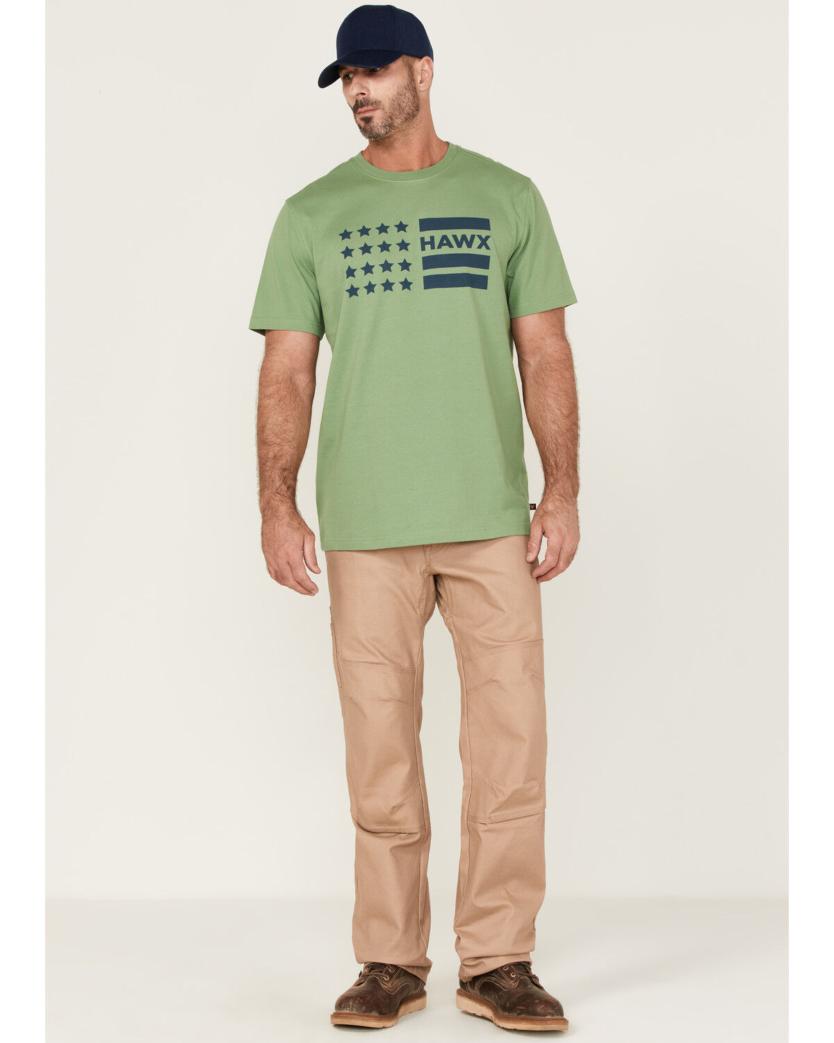 Image #2 - Hawx Men's Loden Logo Flag Graphic Work T-Shirt, Loden, hi-res