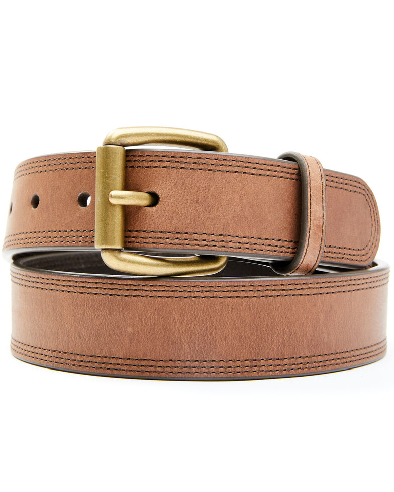 Hawx Men's Brown Triple Stitched Work Belt, Brown, hi-res