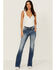 Image #3 - Miss Me Women's Dark Wash Mid Rise Stretch Bootcut Jeans, Dark Wash, hi-res