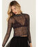 Image #1 - Rock & Roll Denim Women's Conversation Print Long Sleeve Cropped Shirt, Black, hi-res