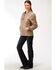Roper Women's Brown Poly Window Pane Quilted Jacket , Brown, hi-res