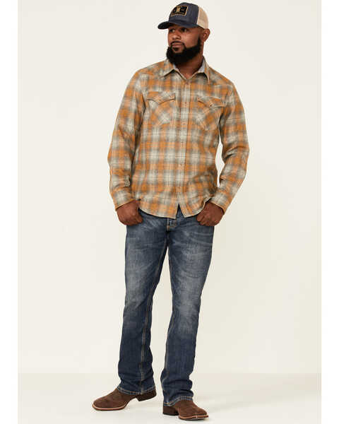 Pendleton Men's Grey & Yellow Canyon Large Plaid Long Sleeve Snap Western  Flannel Shirt - Country Outfitter