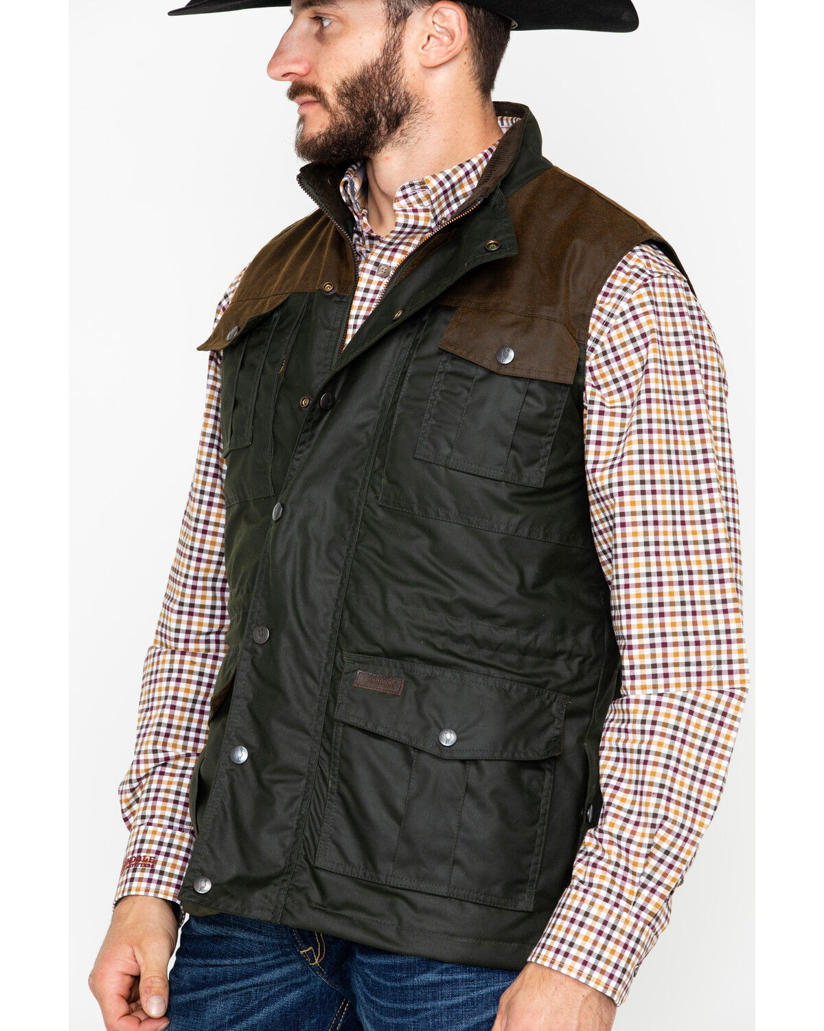 Image #5 - Outback Trading Co. Men's Brant Oil Dual Entry Vest, Olive, hi-res