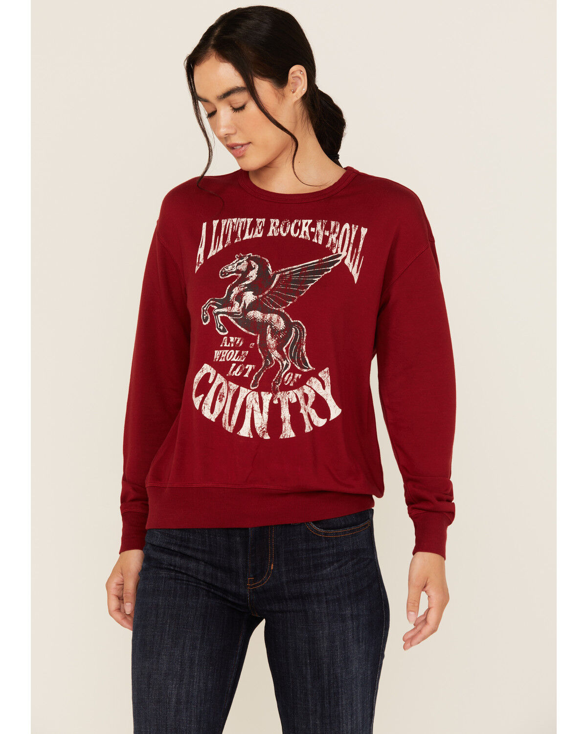 Image #1 - Idyllwind Women's Little Rock Lot of Country Pullover Sweatshirt, Wine, hi-res
