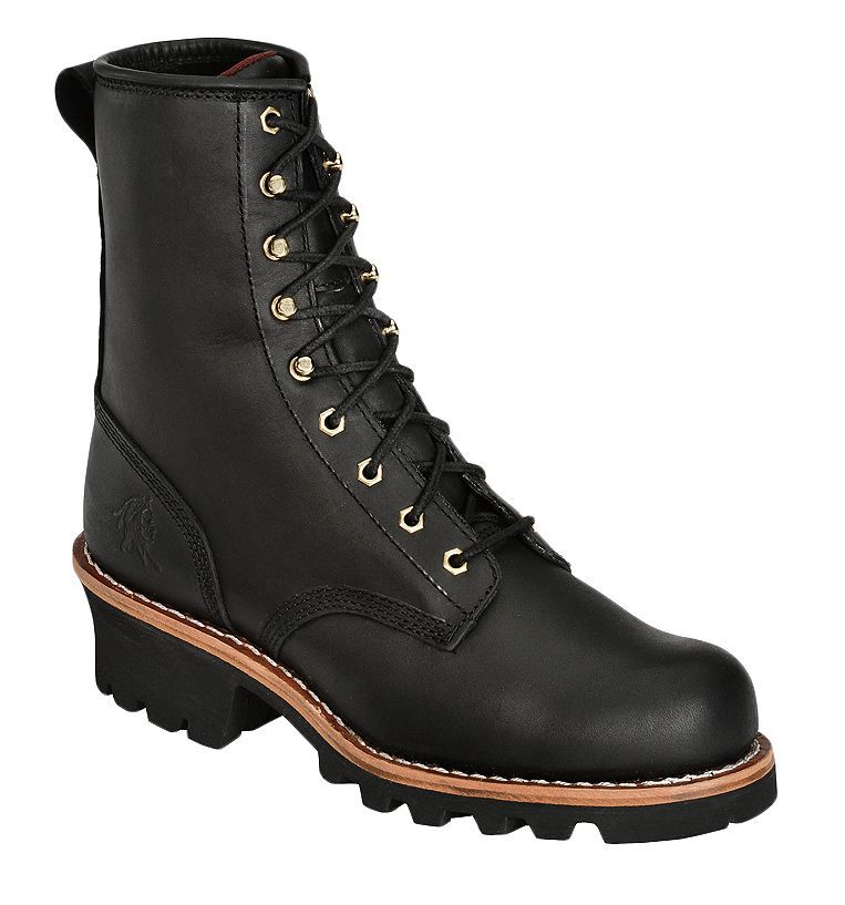 Chippewa Men's 8" Logger Boots - Steel Toe, Black, hi-res