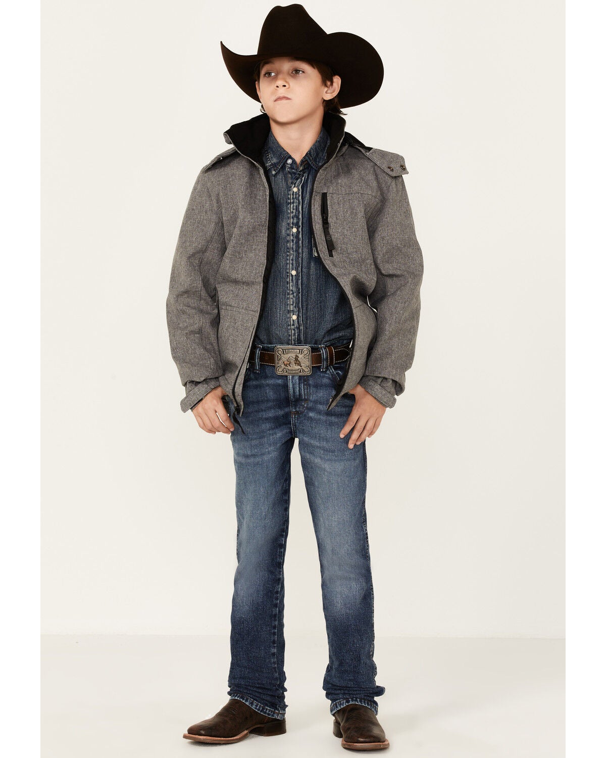 Image #4 - STS Ranchwear Boys' Grey Youth Barrier Softshell Jacket , , hi-res